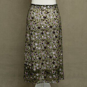 H&M Pink Label Sequin Floral Midi Skirt, Size 8 (EU 40)
